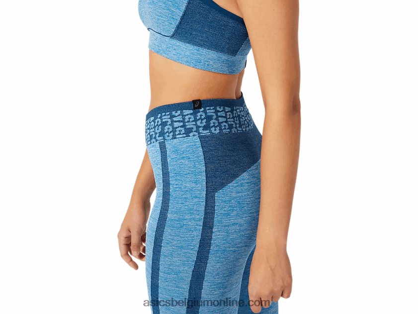dames cropped logo seamless tight V6HXR23947 herboren blauw/makreelblauw Asics