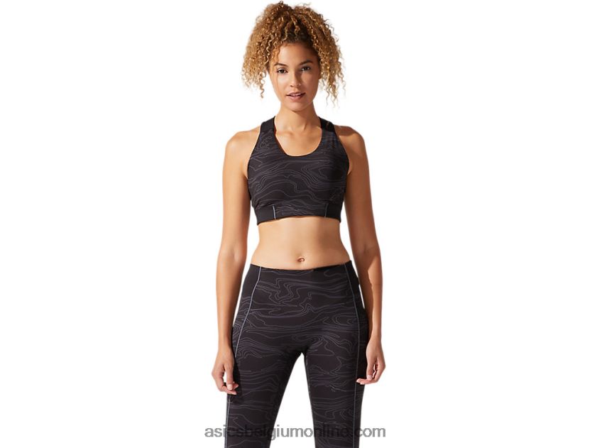 grafische bh met biezen voor dames V6HXR24022 performance zwart/drager grijs Asics