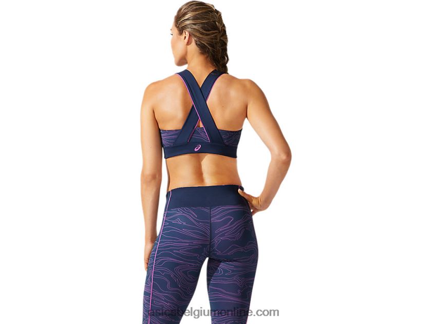 grafische bh met biezen voor dames V6HXR24055 franse blauwe/digitale druif Asics