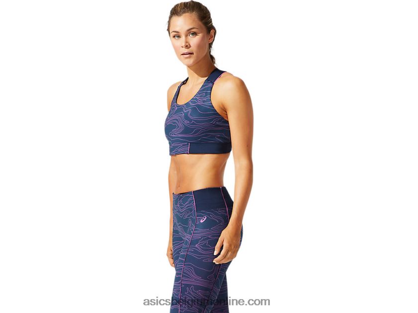 grafische bh met biezen voor dames V6HXR24055 franse blauwe/digitale druif Asics