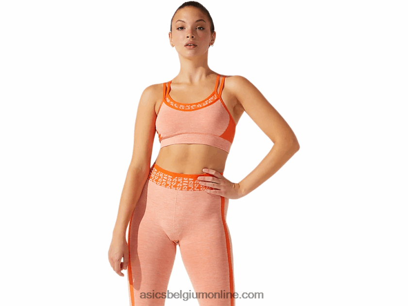 naadloze cropped beha met logo voor dames V6HXR23927 goudsbloem oranje/zon perzik Asics
