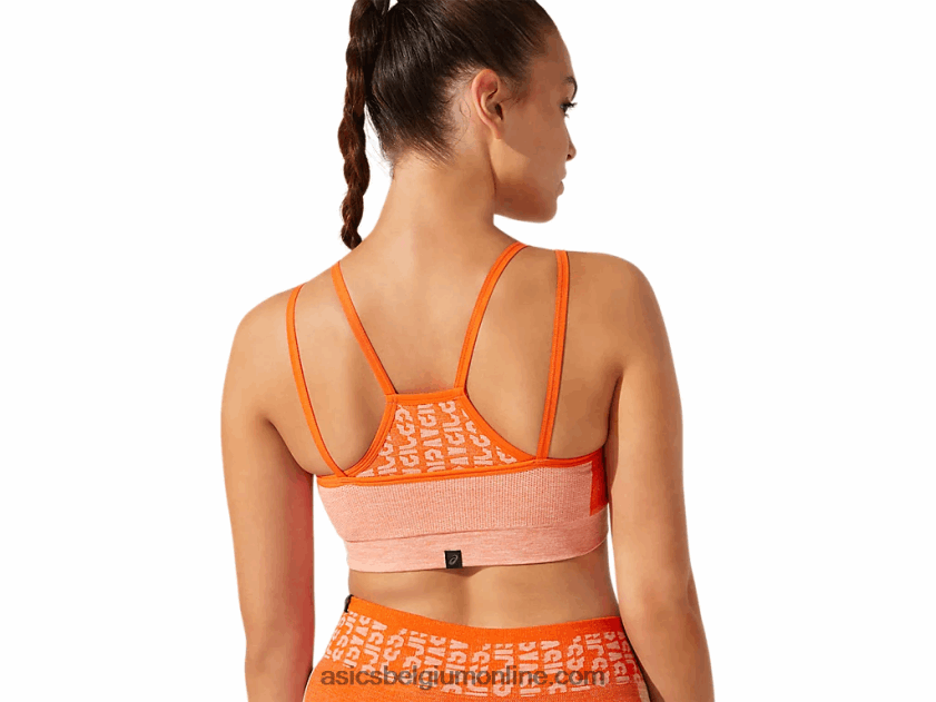 naadloze cropped beha met logo voor dames V6HXR23927 goudsbloem oranje/zon perzik Asics