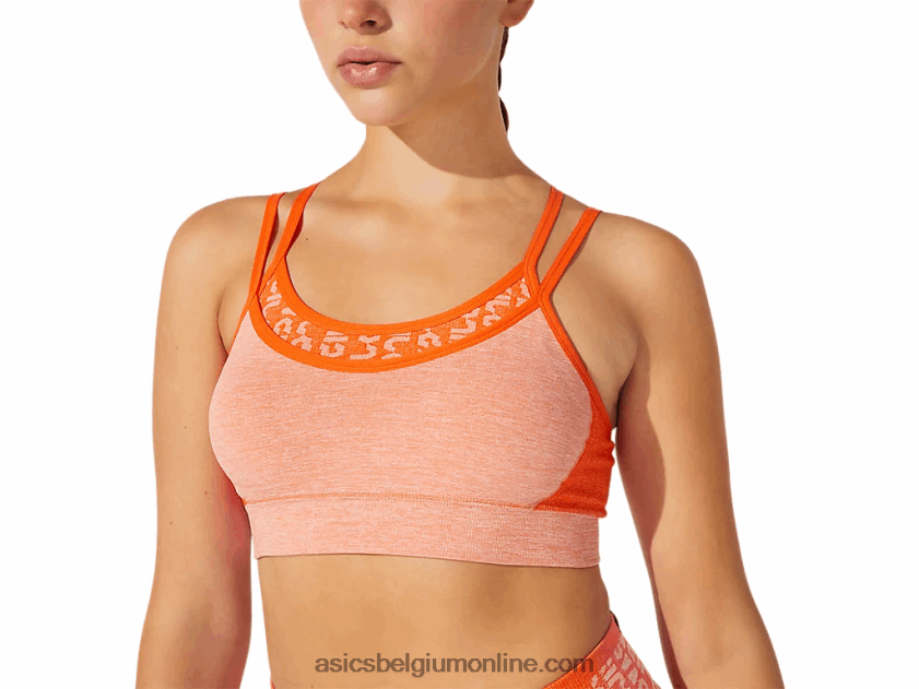 naadloze cropped beha met logo voor dames V6HXR23927 goudsbloem oranje/zon perzik Asics