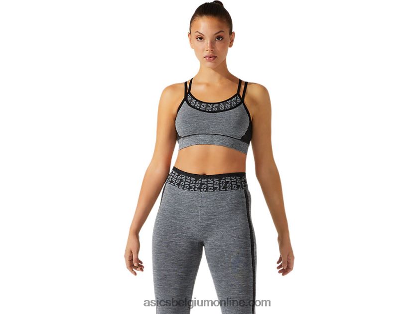 naadloze cropped beha met logo voor dames V6HXR23928 performance zwart/grafietgrijs Asics
