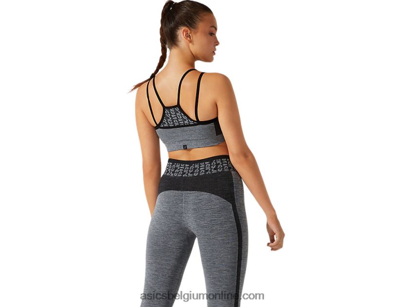 naadloze cropped beha met logo voor dames V6HXR23928 performance zwart/grafietgrijs Asics