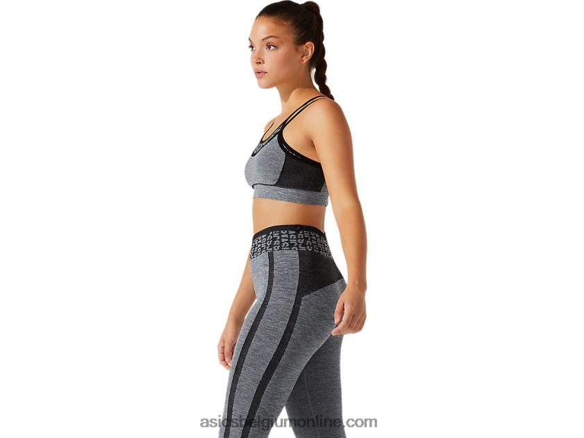 naadloze cropped beha met logo voor dames V6HXR23928 performance zwart/grafietgrijs Asics
