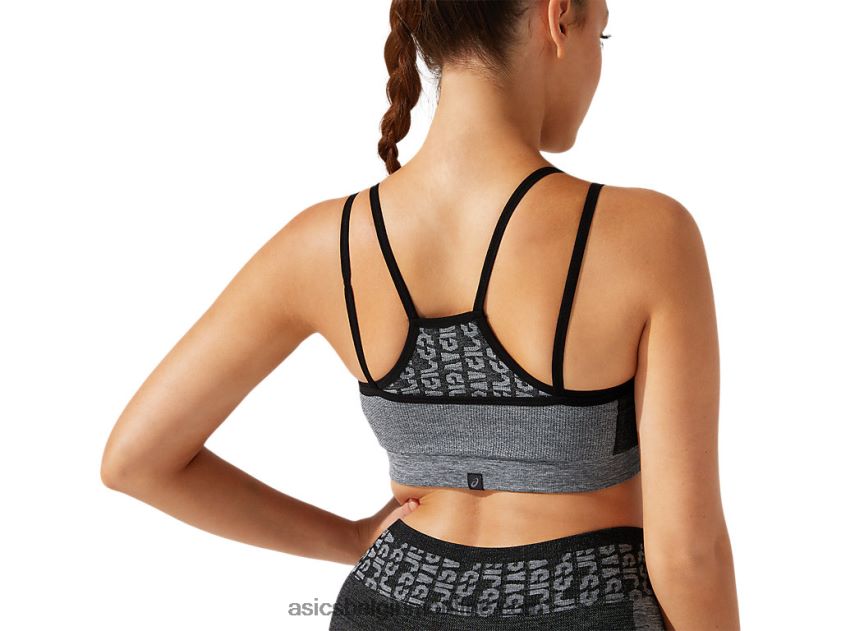 naadloze cropped beha met logo voor dames V6HXR23928 performance zwart/grafietgrijs Asics