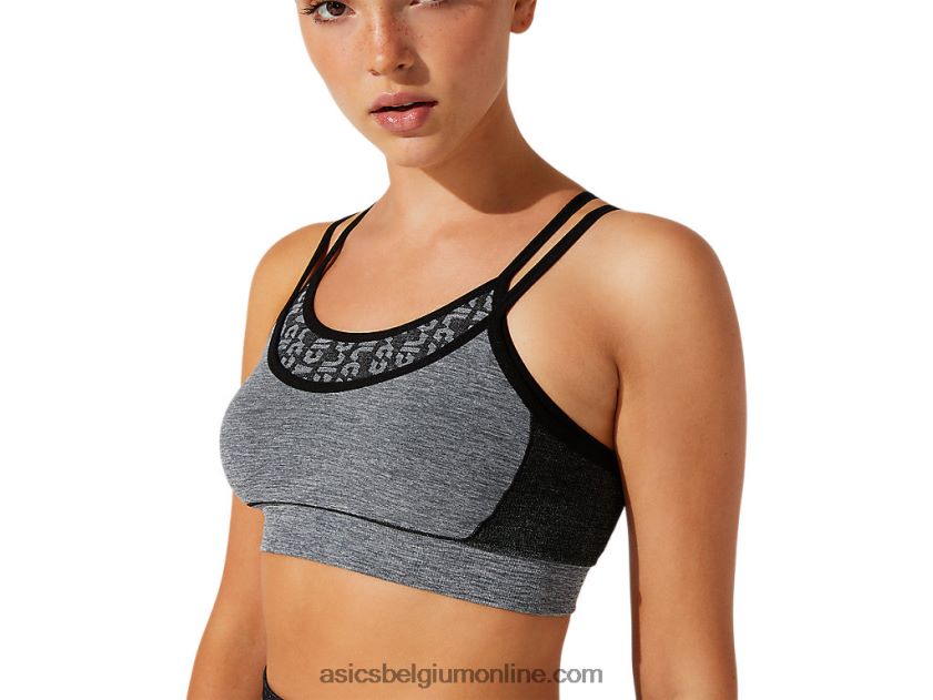 naadloze cropped beha met logo voor dames V6HXR23928 performance zwart/grafietgrijs Asics