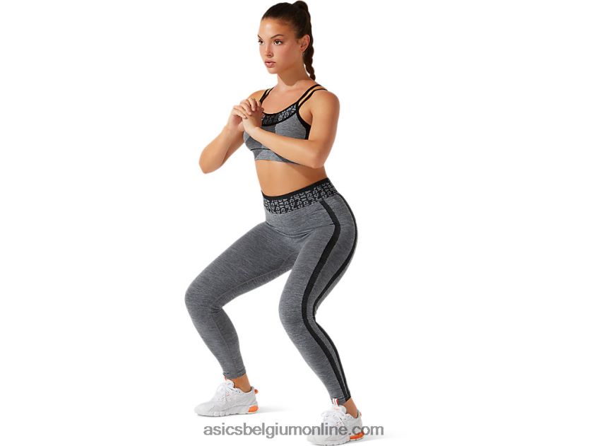 naadloze cropped beha met logo voor dames V6HXR23928 performance zwart/grafietgrijs Asics