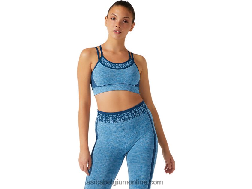 naadloze cropped beha met logo voor dames V6HXR23941 herboren blauw/makreelblauw Asics