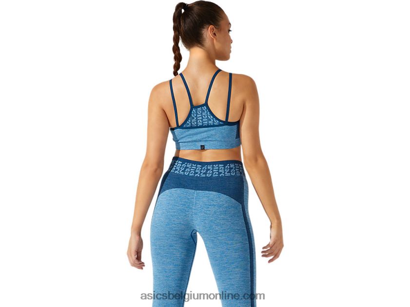 naadloze cropped beha met logo voor dames V6HXR23941 herboren blauw/makreelblauw Asics