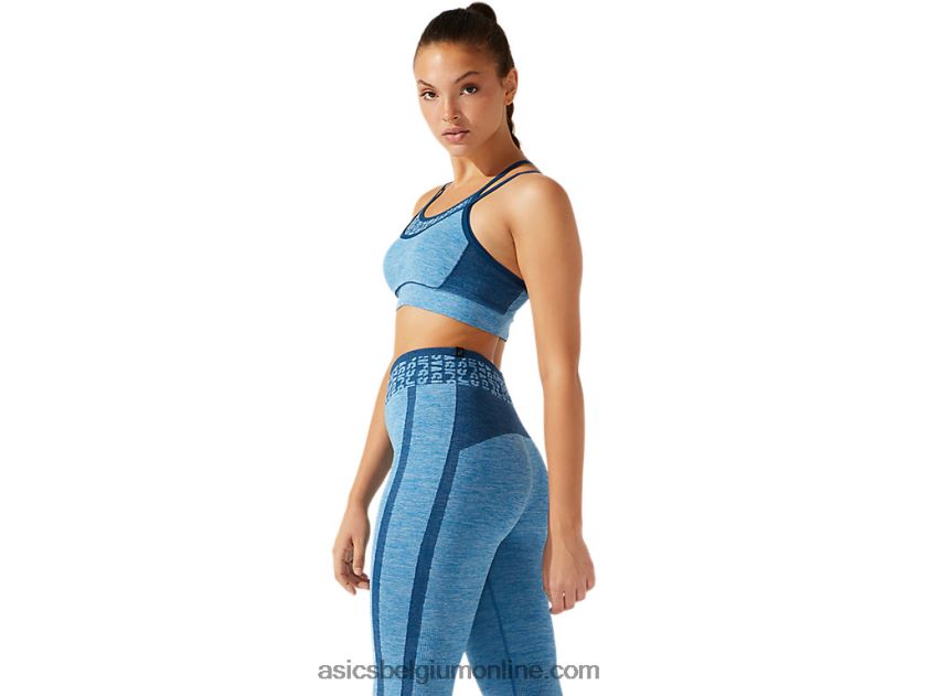 naadloze cropped beha met logo voor dames V6HXR23941 herboren blauw/makreelblauw Asics