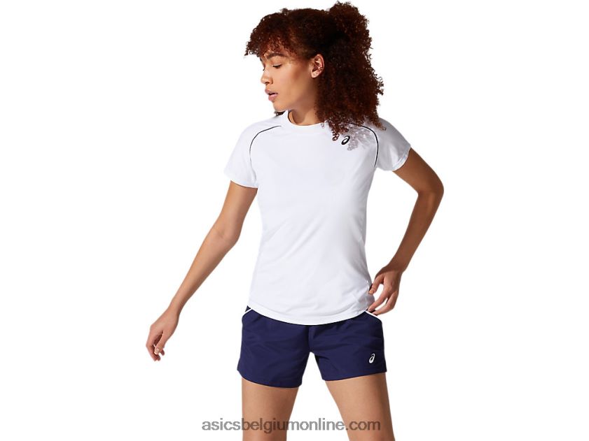T-shirt met biezen voor dames V6HXR23880 briljant wit Asics