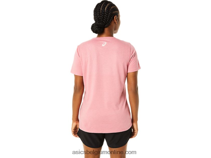 V-hals met korte mouwen en print voor dames V6HXR23707 rokerige rozenheide Asics