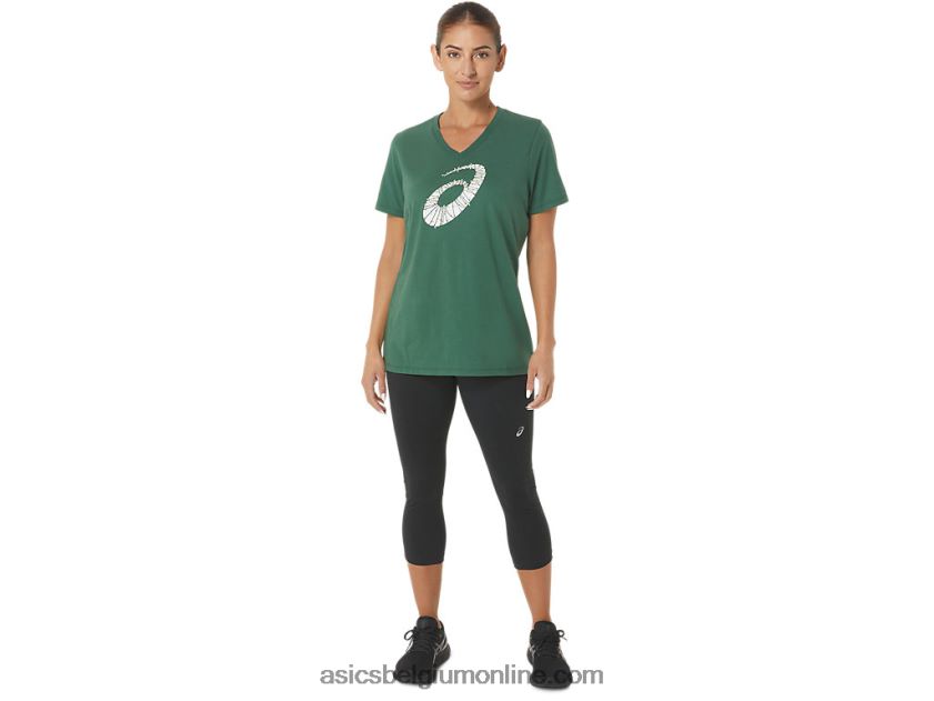 V-hals met vakantieverlichting voor dames V6HXR22843 jagersgroen Asics