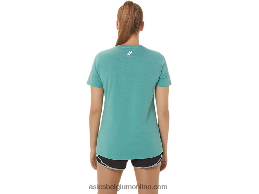 V-hals met zonnebloemslogan voor dames V6HXR22814 salie heide Asics