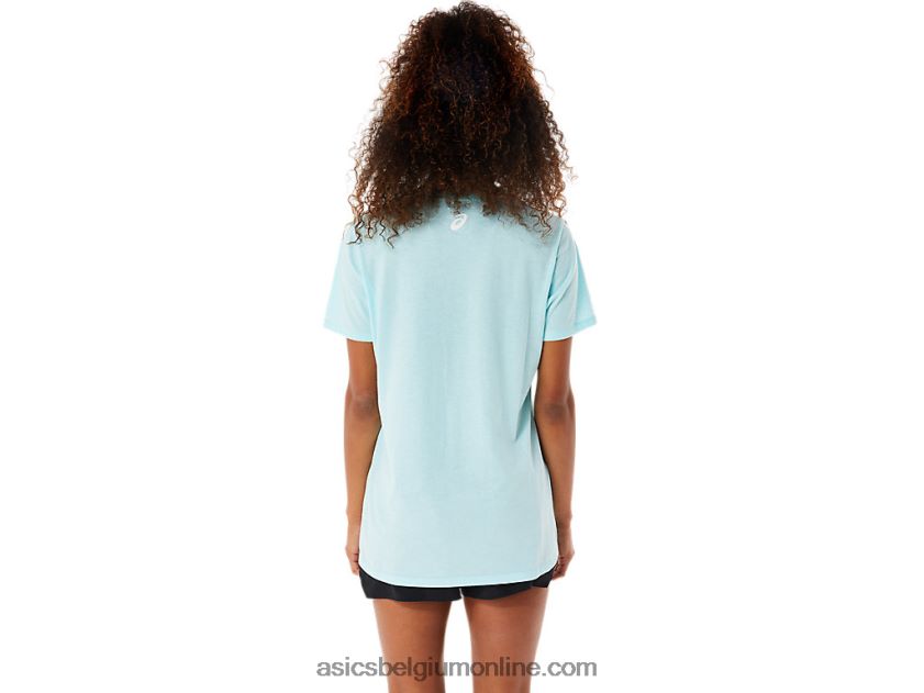 V-hals met zonnebloemslogan voor dames V6HXR23144 Helder blauw Asics
