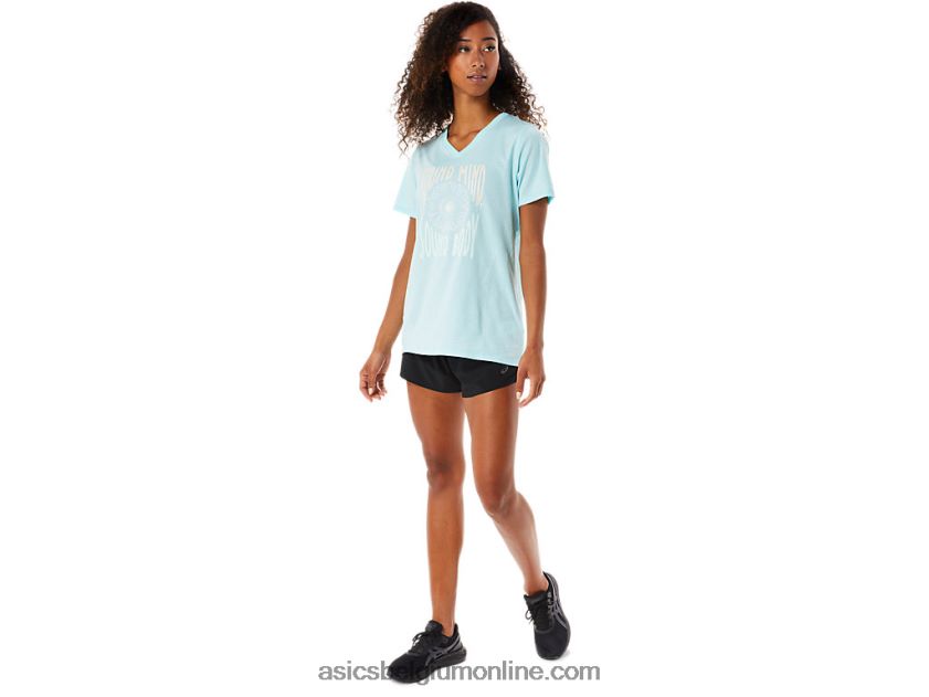 V-hals met zonnebloemslogan voor dames V6HXR23144 Helder blauw Asics