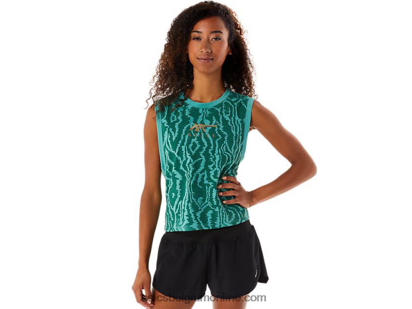 allover bedrukte spier crop voor dames V6HXR22836 salie heide Asics