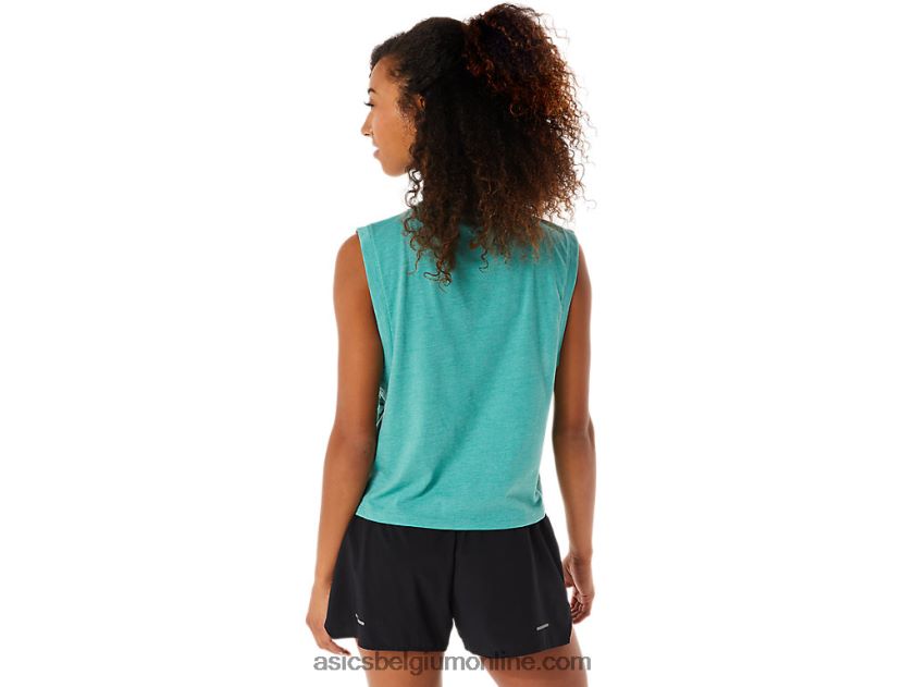 allover bedrukte spier crop voor dames V6HXR22836 salie heide Asics