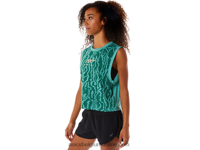 allover bedrukte spier crop voor dames V6HXR22836 salie heide Asics
