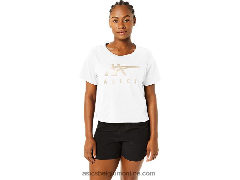 dames gestreept boxy T-shirt met korte mouwen V6HXR22718 briljant wit Asics