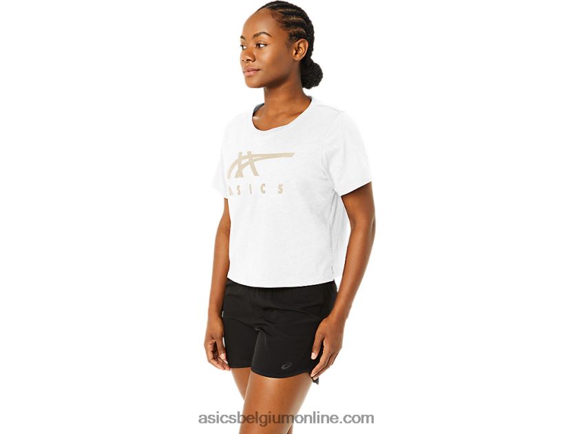 dames gestreept boxy T-shirt met korte mouwen V6HXR22718 briljant wit Asics