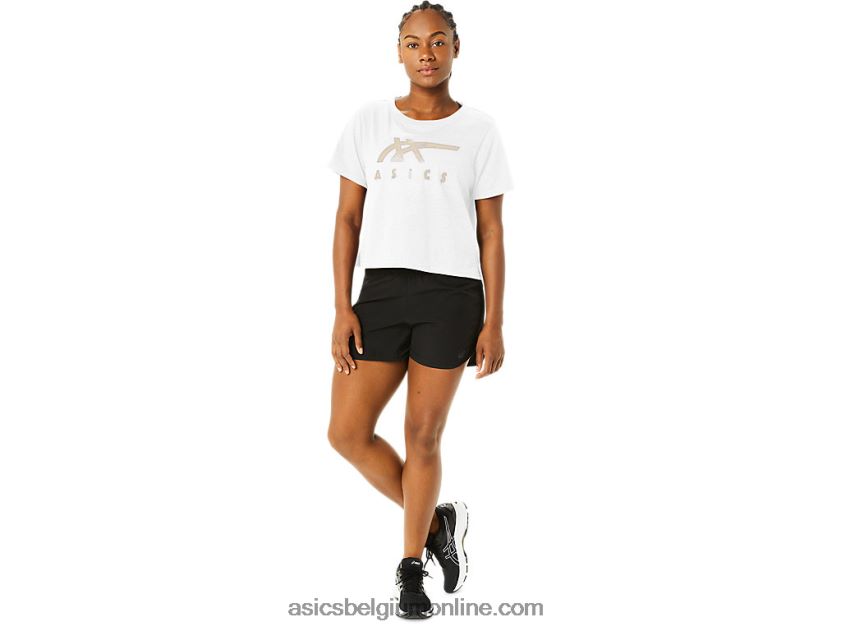 dames gestreept boxy T-shirt met korte mouwen V6HXR22718 briljant wit Asics