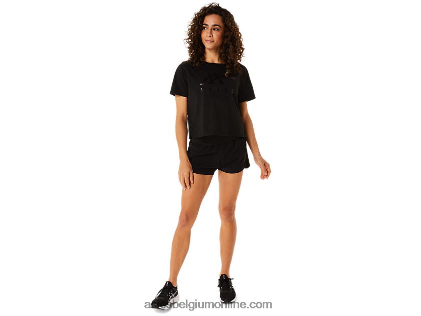 dames gestreept boxy T-shirt met korte mouwen V6HXR22815 prestatie zwart Asics