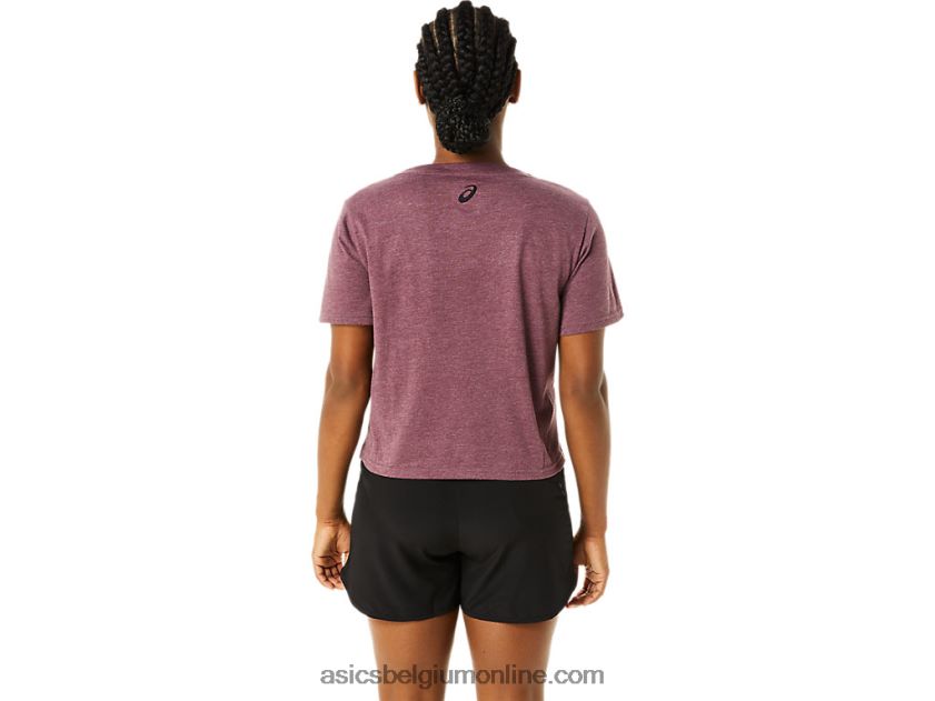 dames gestreept boxy T-shirt met korte mouwen V6HXR23620 diepe marsheide Asics