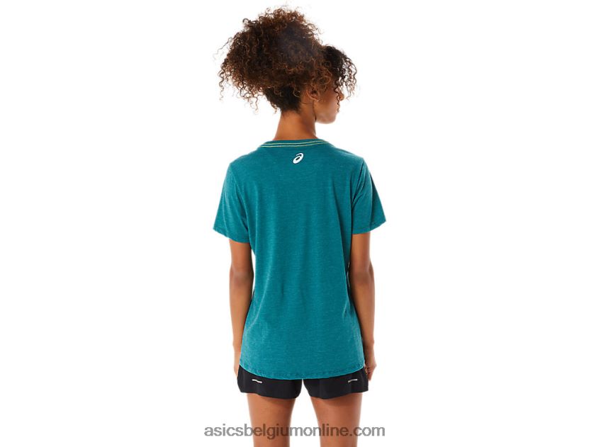 dames grafische v-hals wch V6HXR23319 fluwelen dennenheide Asics