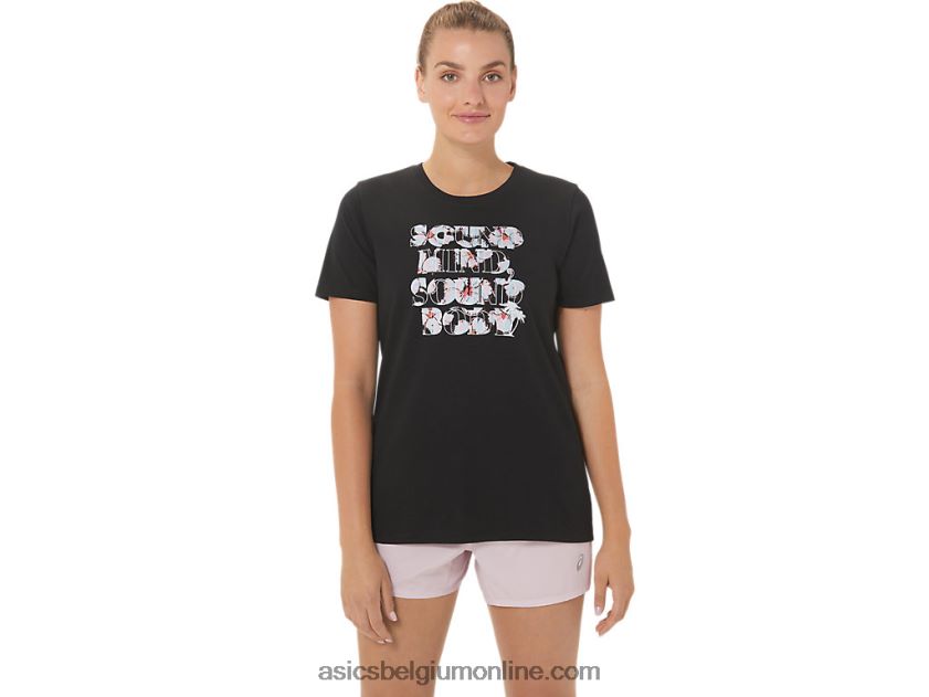 dames hibiscus slogan crew V6HXR22751 prestatie zwart Asics