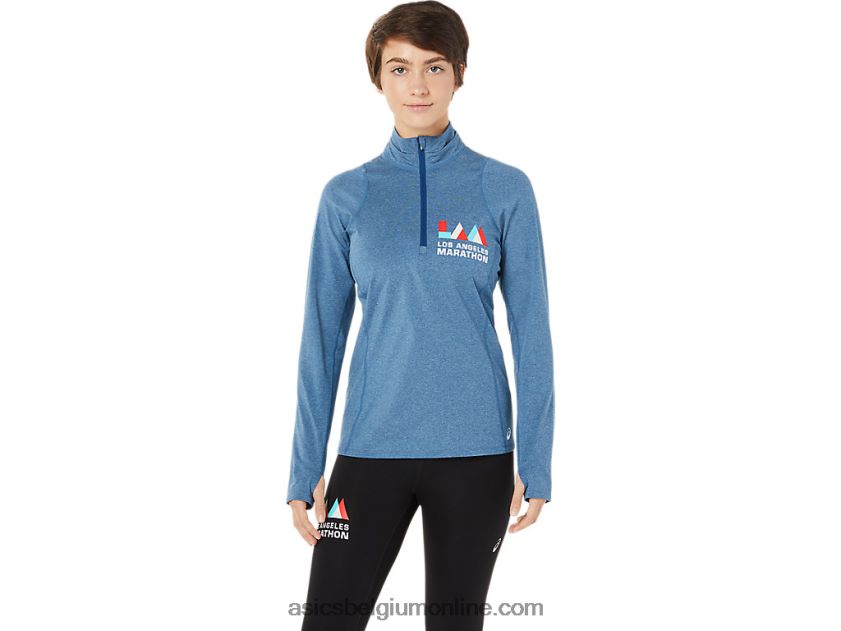 dames lam thermopolis halve ritssluiting V6HXR23652 mako blauwe heide Asics