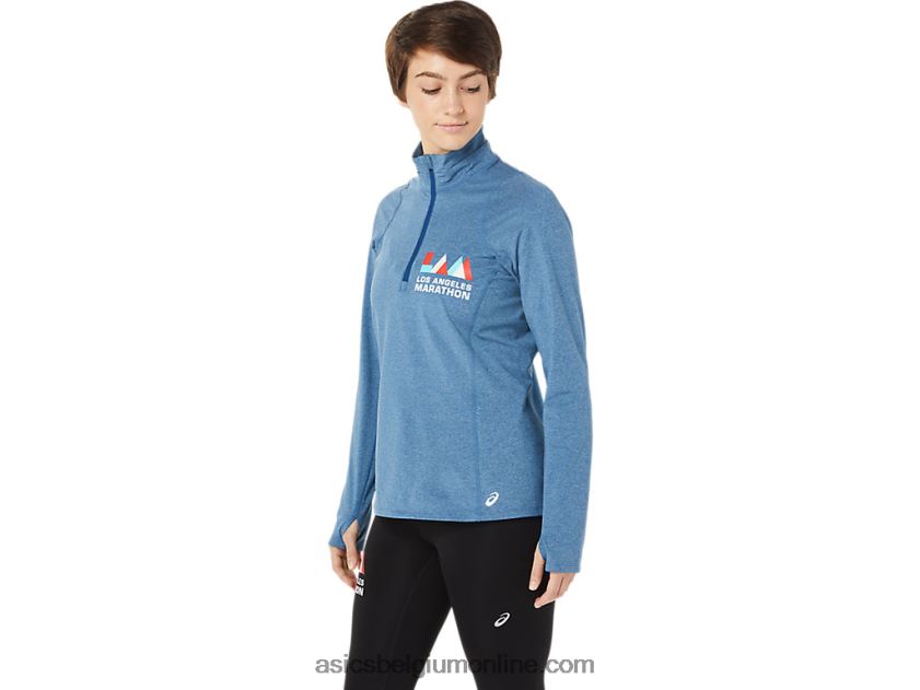 dames lam thermopolis halve ritssluiting V6HXR23652 mako blauwe heide Asics