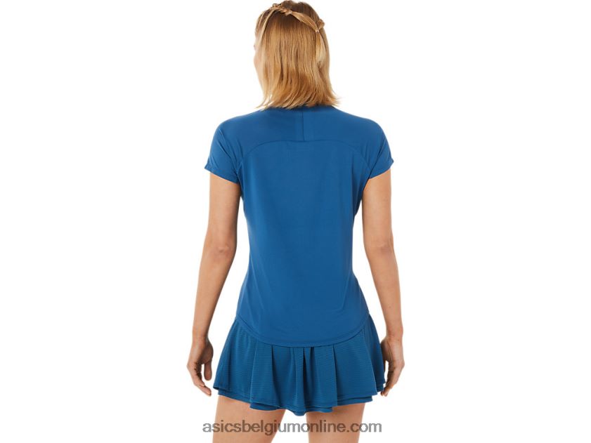 dames match graphic T-shirt met korte mouwen V6HXR23526 oase groen/licht indigo Asics