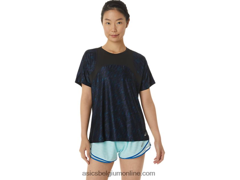 dames pr lyte run met korte mouwen V6HXR23387 nachtschaduw/lake drive print Asics