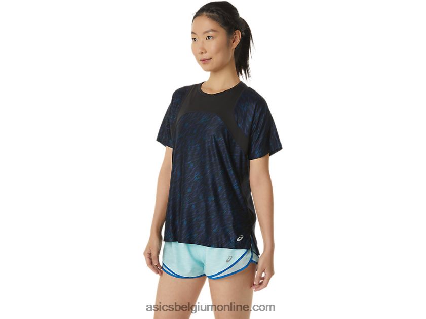 dames pr lyte run met korte mouwen V6HXR23387 nachtschaduw/lake drive print Asics