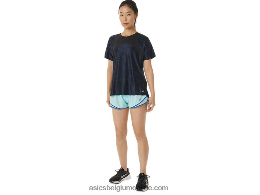 dames pr lyte run met korte mouwen V6HXR23387 nachtschaduw/lake drive print Asics