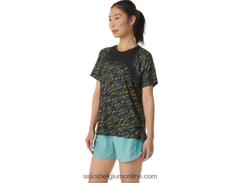dames pr lyte run met korte mouwen V6HXR23388 nachtschaduw/salie print Asics