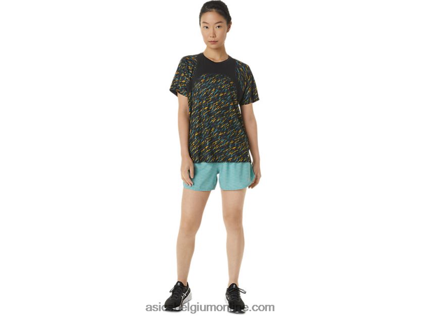 dames pr lyte run met korte mouwen V6HXR23388 nachtschaduw/salie print Asics