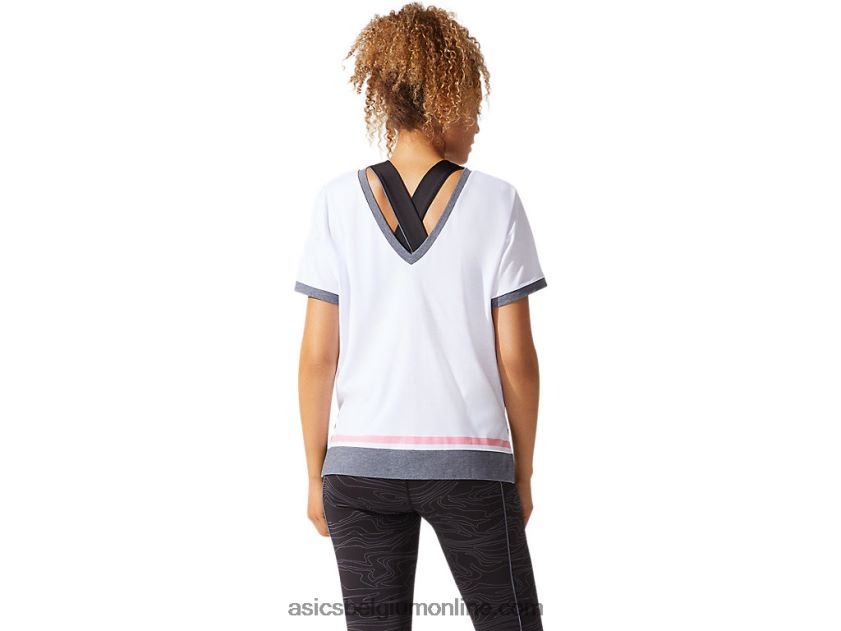 dames top met korte mouwen in kleurvlakken V6HXR23978 briljant wit/perzik bloemblad Asics