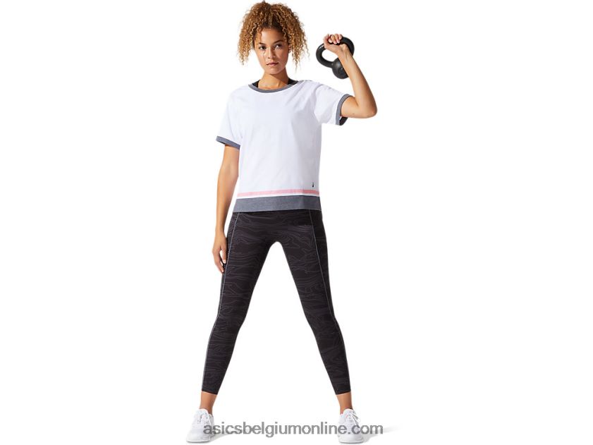 dames top met korte mouwen in kleurvlakken V6HXR23978 briljant wit/perzik bloemblad Asics