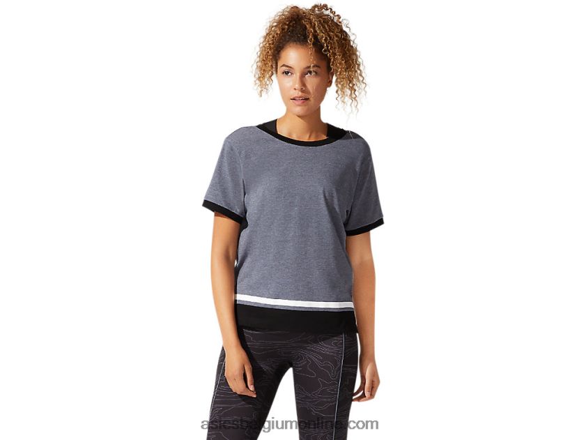dames top met korte mouwen in kleurvlakken V6HXR24077 drager grijze heide Asics