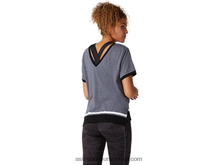 dames top met korte mouwen in kleurvlakken V6HXR24077 drager grijze heide Asics