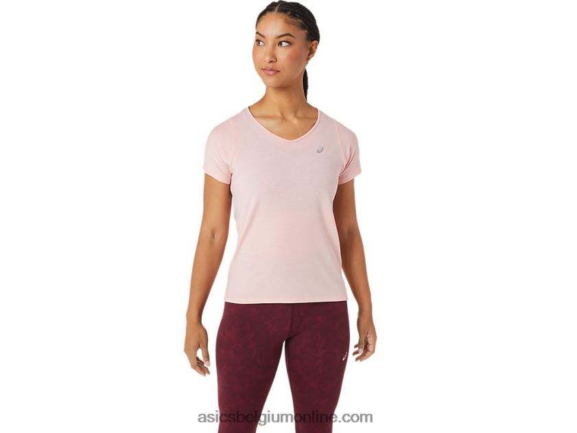dames top met v-hals en korte mouwen V6HXR22773 berijpte roos Asics