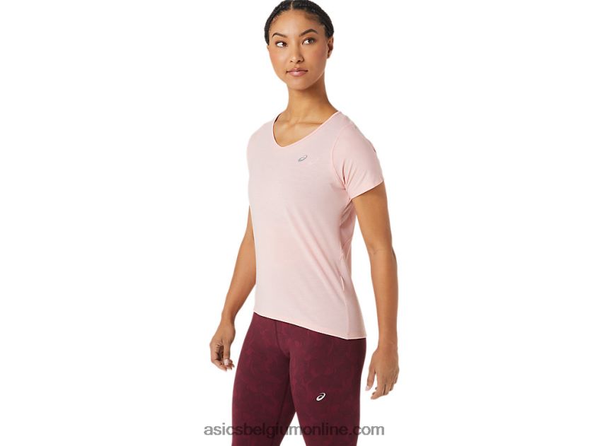 dames top met v-hals en korte mouwen V6HXR22773 berijpte roos Asics