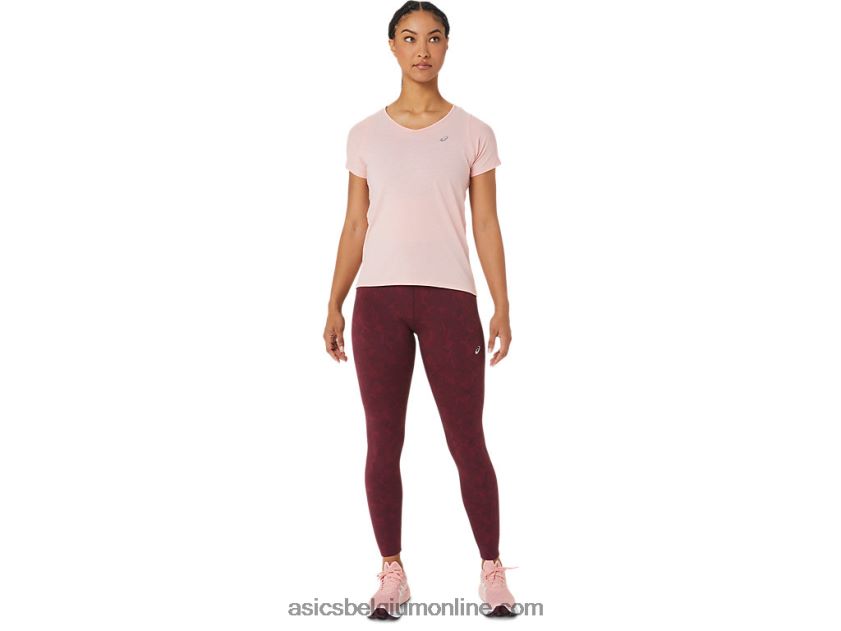 dames top met v-hals en korte mouwen V6HXR22773 berijpte roos Asics