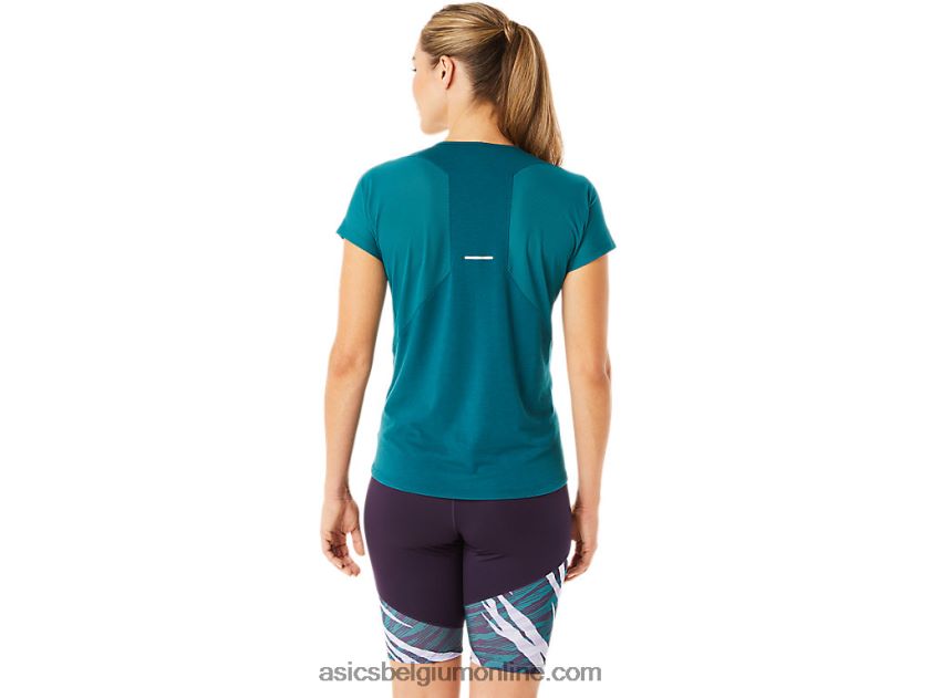 dames top met v-hals en korte mouwen V6HXR23078 fluweel grenen Asics