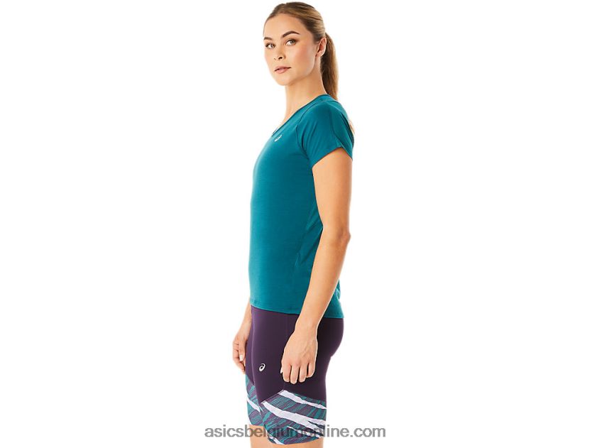 dames top met v-hals en korte mouwen V6HXR23078 fluweel grenen Asics