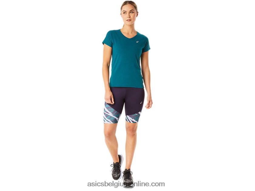 dames top met v-hals en korte mouwen V6HXR23078 fluweel grenen Asics
